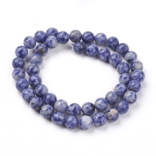 JAS102 Jaspis Blue Spot kamień naturalny koraliki kule 8mm sznur 46szt