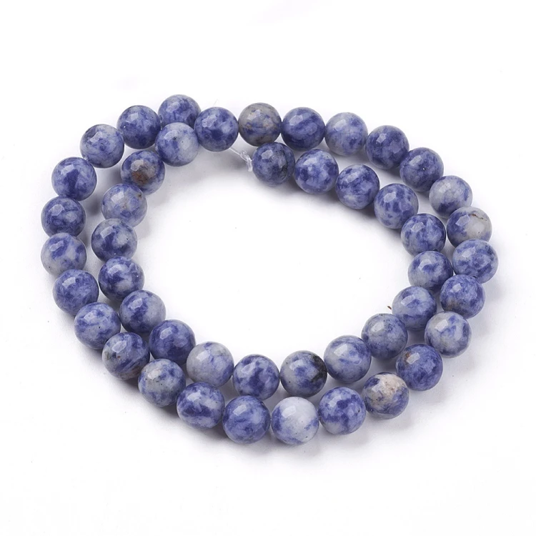 JAS102 Jaspis Blue Spot kamień naturalny koraliki kule 8mm sznur 46szt
