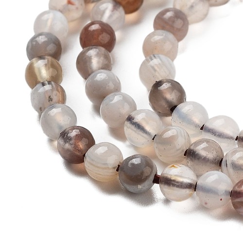 AGP216 Agat Botswana kamień naturalny koraliki kule 4mm-5mm sznur 86szt.