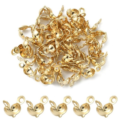 LAP143 Końcówki zakończenia łapaczki dziewczynki 8x4mm/3mm stal nierdzewna złote 18K