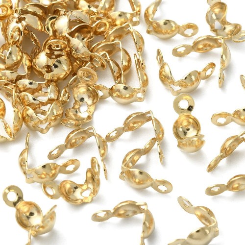 LAP143 Końcówki zakończenia łapaczki dziewczynki 8x4mm/3mm stal nierdzewna złote 18K