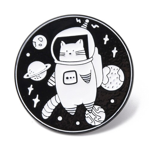 pin124 Przypinka metalowa emaliowana pin kot w kosmosie