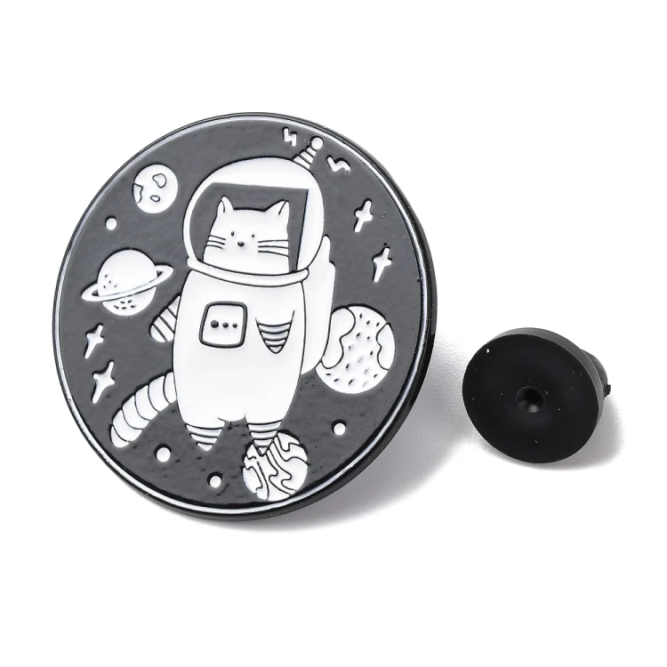 pin124 Przypinka metalowa emaliowana pin kot w kosmosie