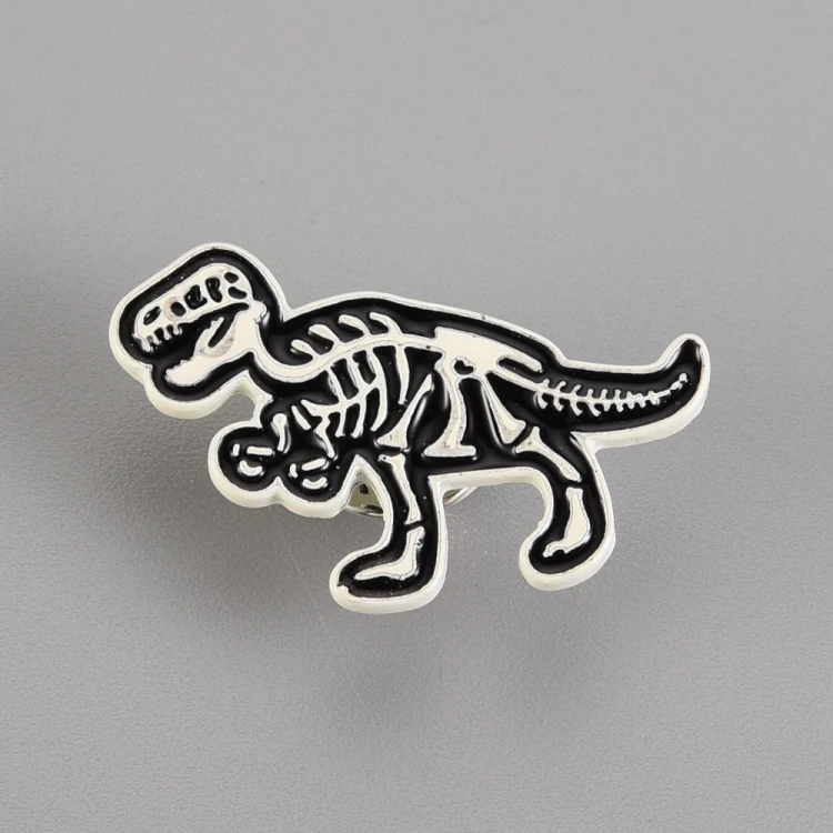 pin130 Przypinka metalowa emaliowana pin szkielet dinozaura