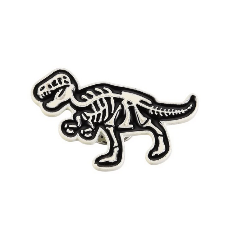 pin130 Przypinka metalowa emaliowana pin szkielet dinozaura