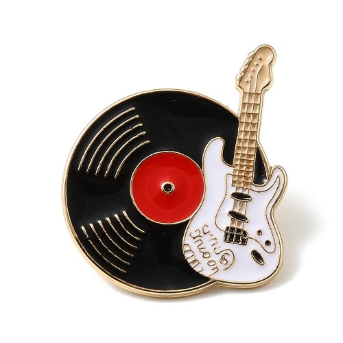 pin143 Przypinka metalowa emaliowana pin płyta gramofonowa z gitarą