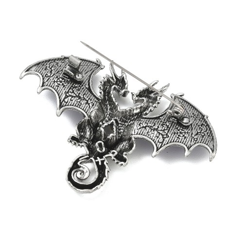 PIN149 Przypinka ozdobna metalowa z cyrkonią broszka - smoki fantasy niebieskie ombre
