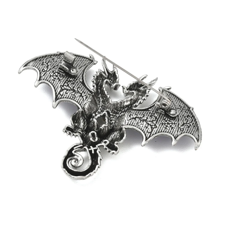 PIN149 Przypinka ozdobna metalowa z cyrkonią broszka - smoki fantasy niebieskie ombre