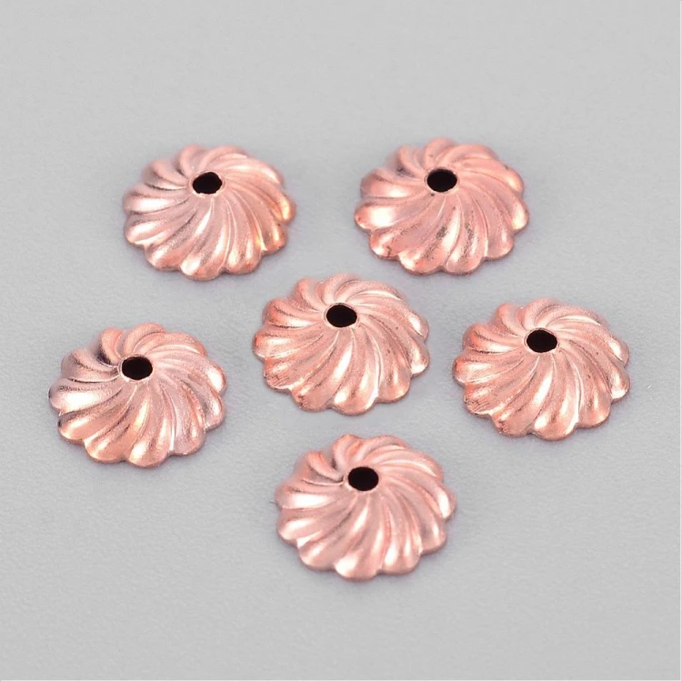 prm685 Przekładka 7mm nakładka ozdobna na koralik mosiężna 10szt rose gold