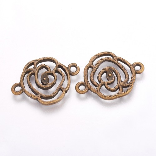 LAC404 Łącznik metalowy ozdobny 27x20mm 5szt róża mosiężny