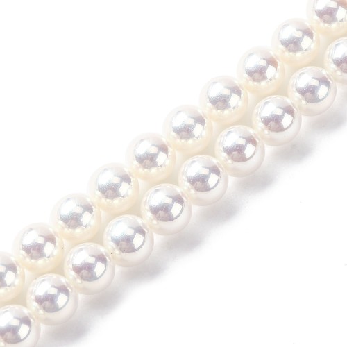 PER326 Perły szklane PREMIUM powlekane UV kule 6mm sznur 65szt białe