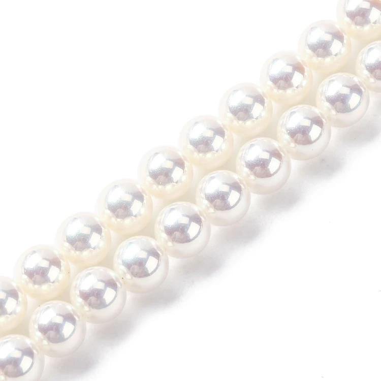 PER326 Perły szklane PREMIUM powlekane UV kule 6mm sznur 65szt białe