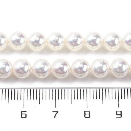 PER326 Perły szklane PREMIUM powlekane UV kule 6mm sznur 65szt białe