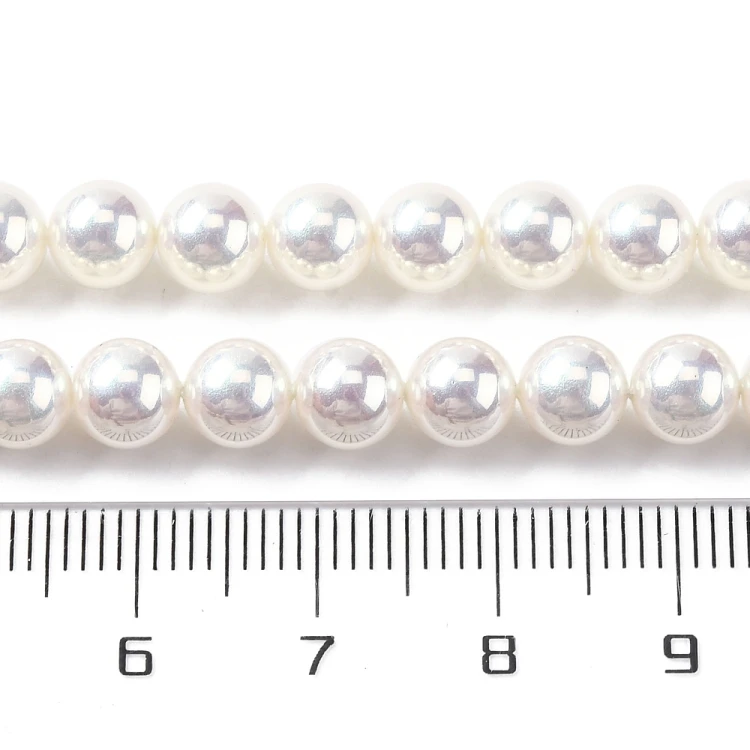 PER326 Perły szklane PREMIUM powlekane UV kule 6mm sznur 65szt białe