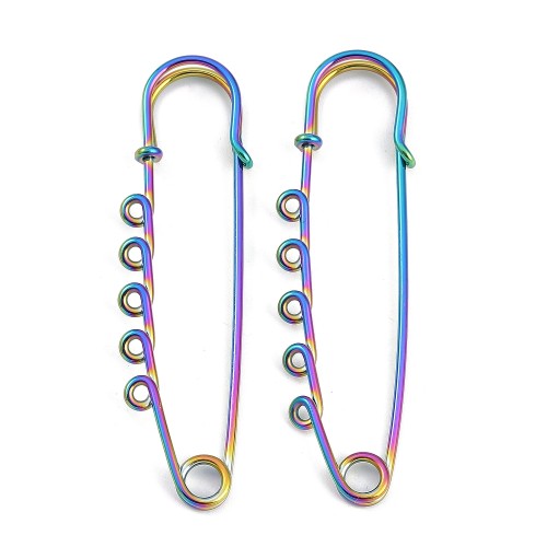 AGB14 Baza agrafki ozdobna agrafka 19x70mm stal nierdzewna (IP) - tęczowa rainbow