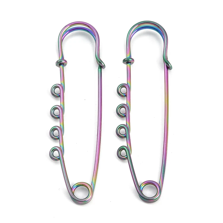 AGB21 Baza agrafki ozdobna agrafka 20x70mm stal nierdzewna (IP) - tęczowa rainbow