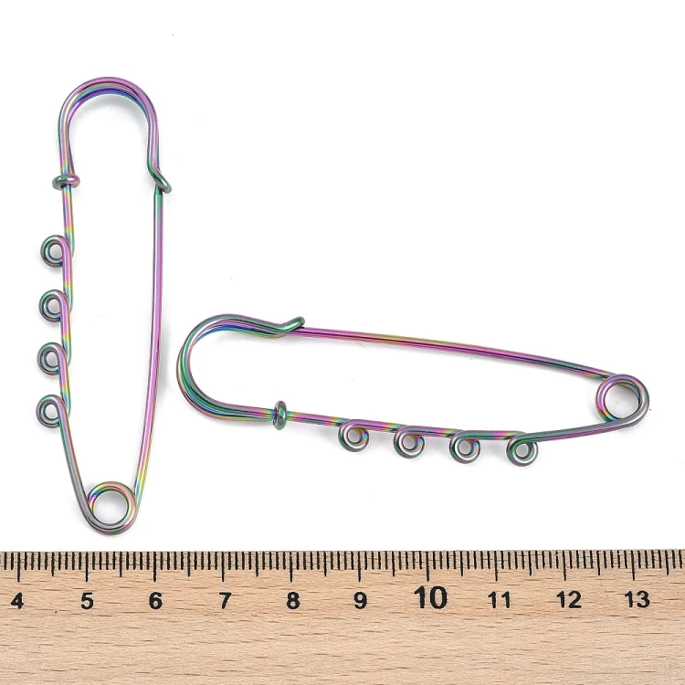 AGB21 Baza agrafki ozdobna agrafka 20x70mm stal nierdzewna (IP) - tęczowa rainbow