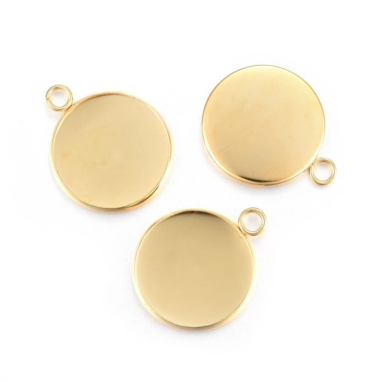 BMK303 Zawieszka baza pod kaboszon okrągła 20mm stal nierdzewna 2szt złota 24K