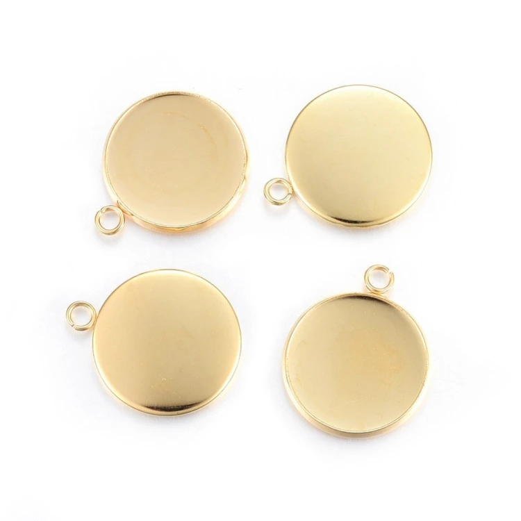 BMK305 Zawieszka baza pod kaboszon okrągła 18mm stal nierdzewna 2szt złota 24K