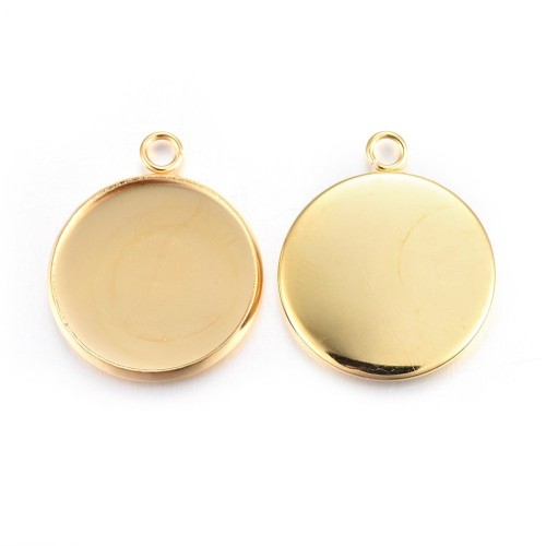 BMK305 Zawieszka baza pod kaboszon okrągła 18mm stal nierdzewna 2szt złota 24K