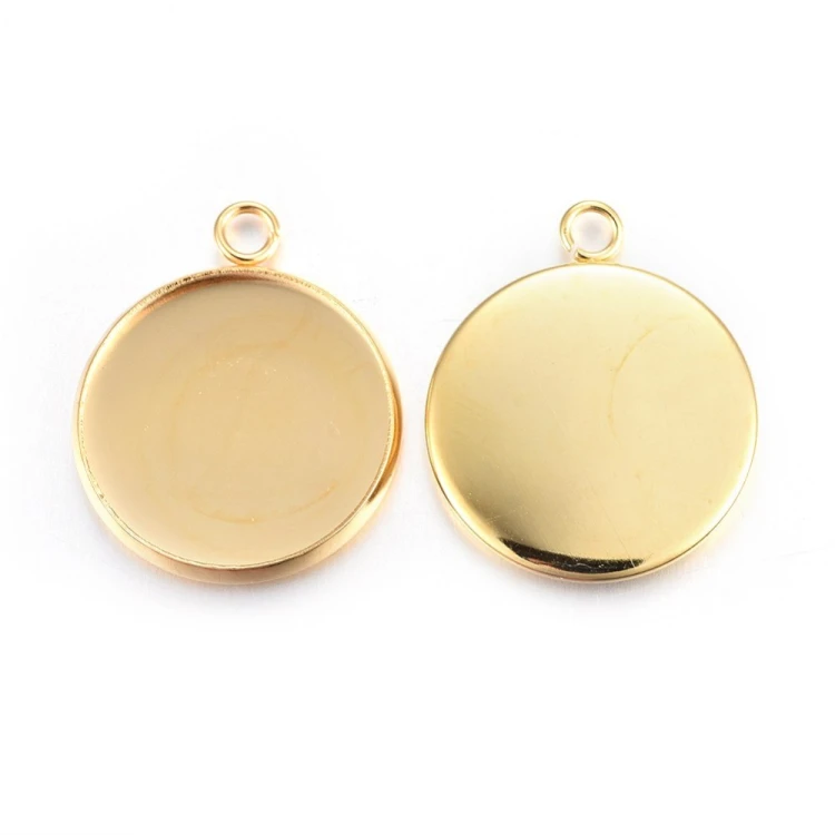 BMK305 Zawieszka baza pod kaboszon okrągła 18mm stal nierdzewna 2szt złota 24K