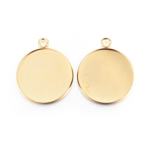 BMK307 Zawieszka baza pod kaboszon okrągła 25mm stal nierdzewna 2szt złota 24K
