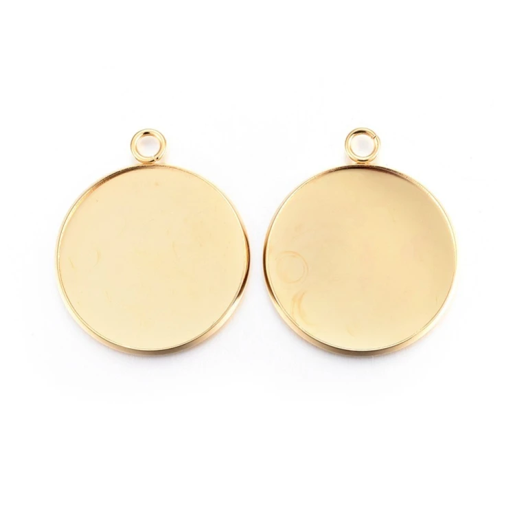 BMK307 Zawieszka baza pod kaboszon okrągła 25mm stal nierdzewna 2szt złota 24K