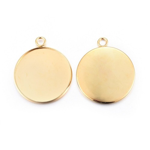 BMK307 Zawieszka baza pod kaboszon okrągła 25mm stal nierdzewna 2szt złota 24K