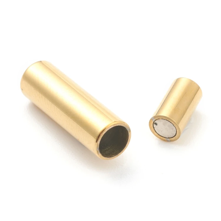 ZAP463 Zapięcie magnetyczne wklejane stal nierdzewna 5x16mm otwór 3mm złote IP 18K