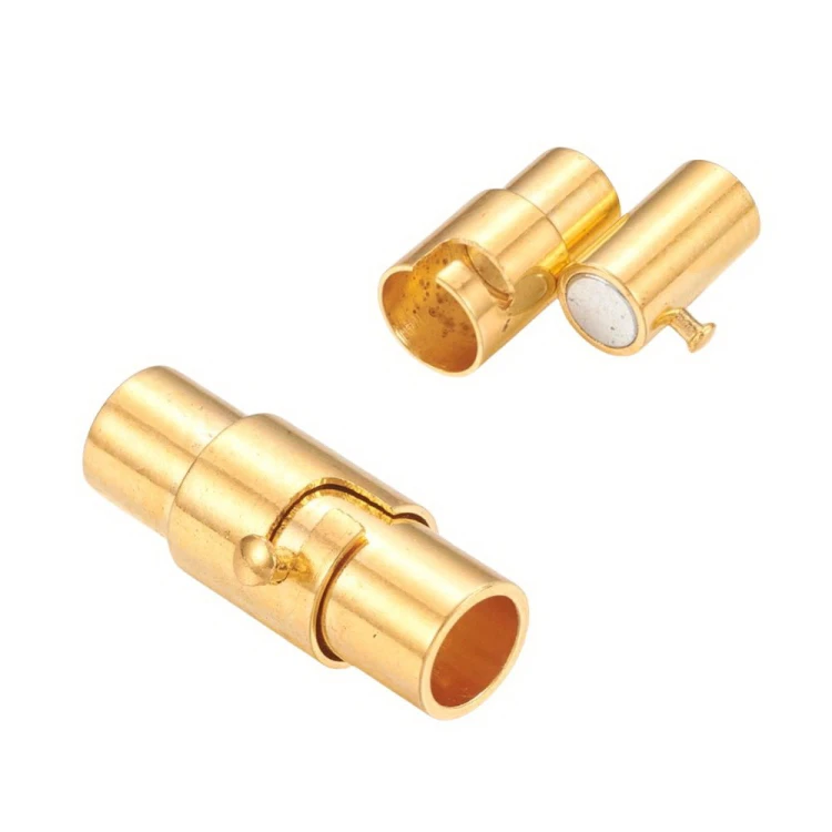 ZAP482 Zapięcie magnetyczne wklejane mosiężne 6x15mm otwór 4mm złote