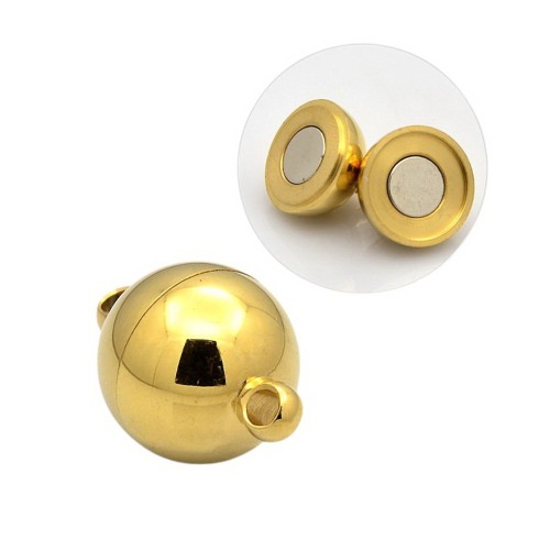 ZAP497 Zapięcie magnetyczne kula 10mm stal nierdzewna - złote