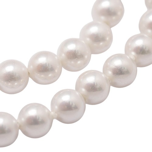 PER325 Perły muszelkowe LUX masa perłowa kule 4mm Grad.A sznur 102szt białe