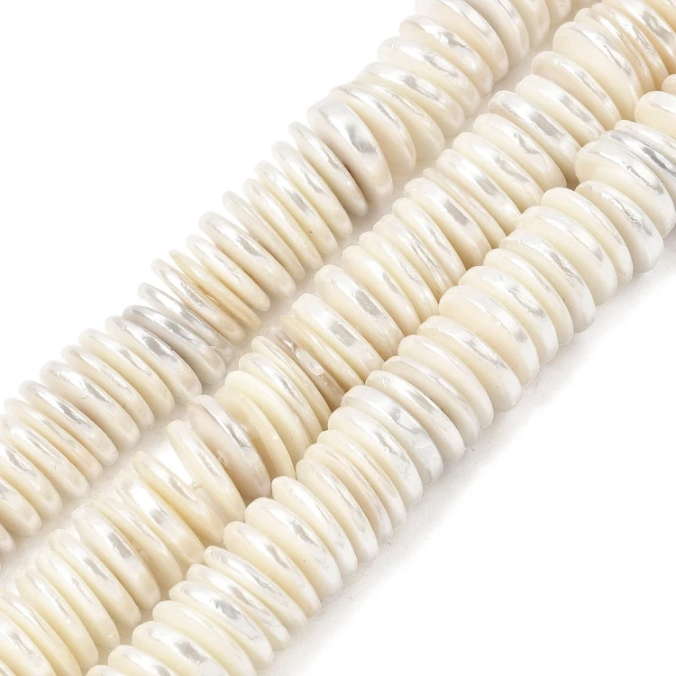 PEM19 Perły muszelkowe LUX koraliki Heishi dyski 11x2mm powlekane sznur 165szt.