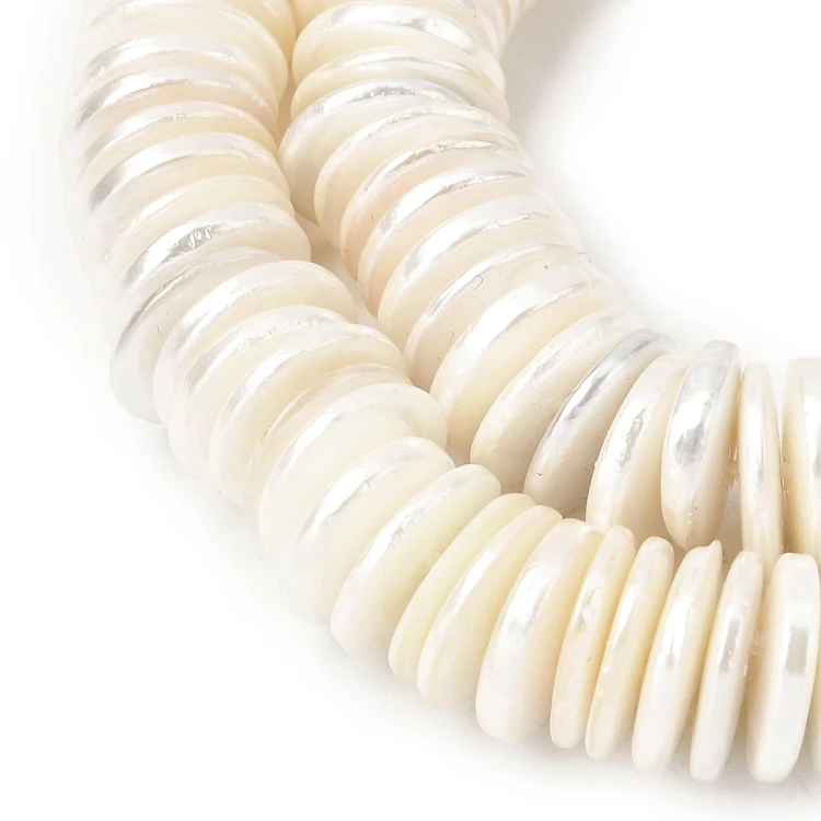 PEM19 Perły muszelkowe LUX koraliki Heishi dyski 11x2mm powlekane sznur 165szt.