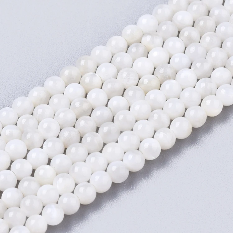 PEM21 Perły muszelkowe LUX masa perłowa kule 2,5mm sznur 180szt białe