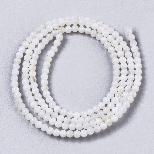 PEM21 Perły muszelkowe LUX masa perłowa kule 2,5mm sznur 180szt białe