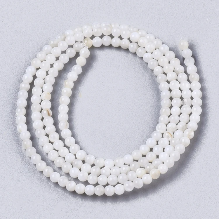 PEM21 Perły muszelkowe LUX masa perłowa kule 2,5mm sznur 180szt białe