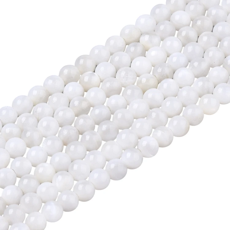 PEM21 Perły muszelkowe LUX masa perłowa kule 2,5mm sznur 180szt białe