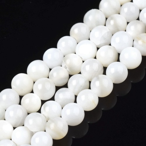 PEM22 Perły muszelkowe LUX masa perłowa kule 3mm sznur 130szt białe
