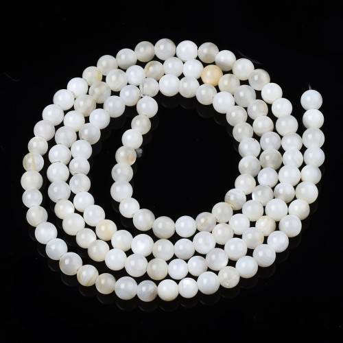PEM22 Perły muszelkowe LUX masa perłowa kule 3mm sznur 130szt białe