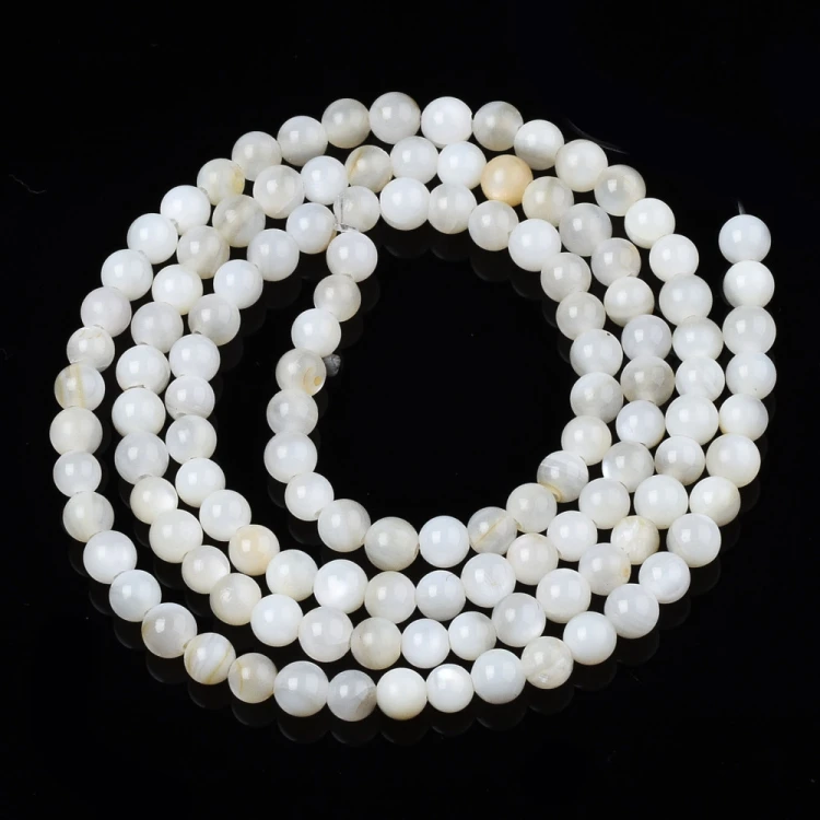 PEM22 Perły muszelkowe LUX masa perłowa kule 3mm sznur 130szt białe