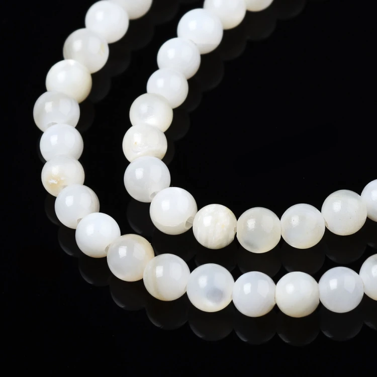 PEM22 Perły muszelkowe LUX masa perłowa kule 3mm sznur 130szt białe