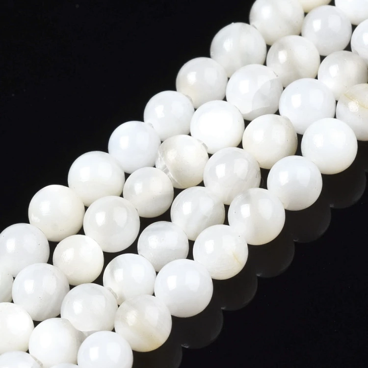 PEM23 Perły muszelkowe LUX masa perłowa kule 3,5mm sznur 122szt białe