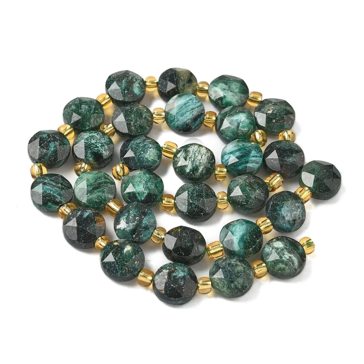 KK169 Fuchsyt kamień naturalny koraliki dysk fasetowany 10x5mm moneta sznur 31szt
