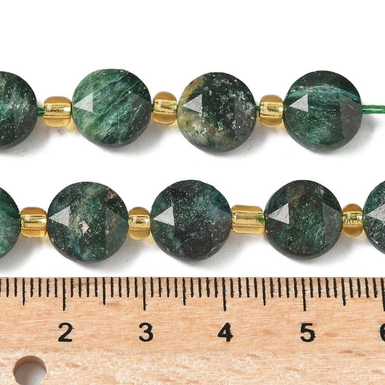 KK169 Fuchsyt kamień naturalny koraliki dysk fasetowany 10x5mm moneta sznur 31szt