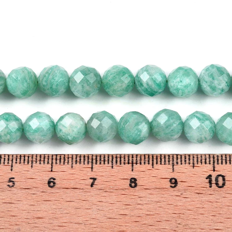 AMZ25 Amazonit kamień naturalny koraliki kule 8mm fasetowane sznur 25szt