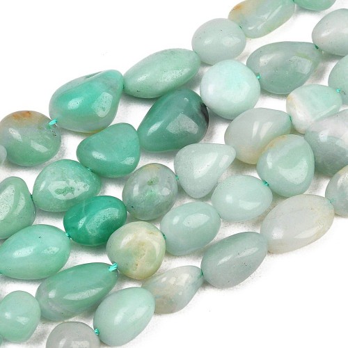 AMZ26 Amazonit kamień naturalny koraliki bryłki 9x8mm-12x9mm nuggets sznur 36szt