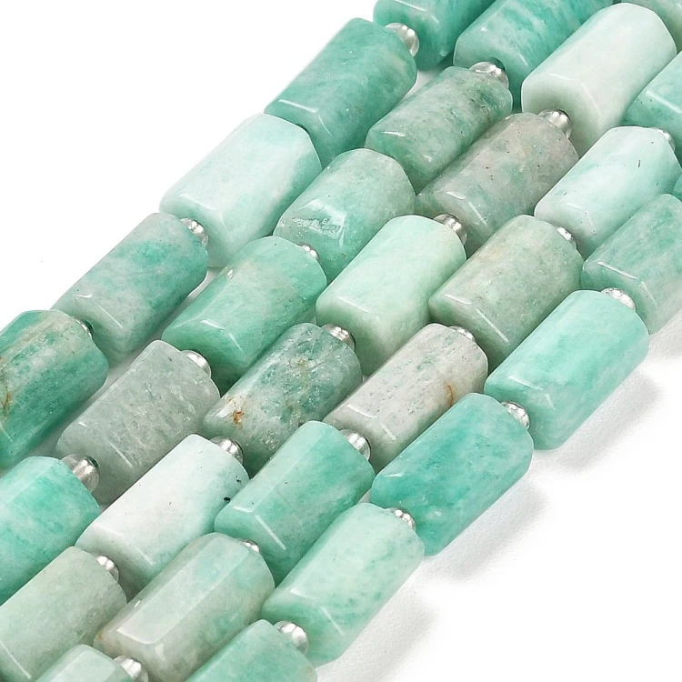 AMZ27 Amazonit kamień naturalny koraliki walec 6,5x10mm-7x11mm fasetowany sznur 31szt
