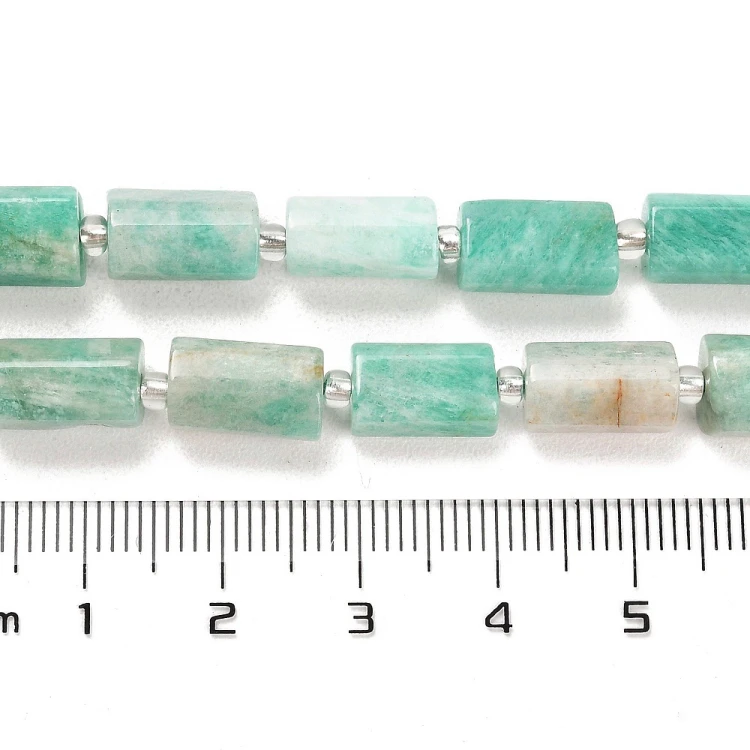 AMZ27 Amazonit kamień naturalny koraliki walec 6,5x10mm-7x11mm fasetowany sznur 31szt