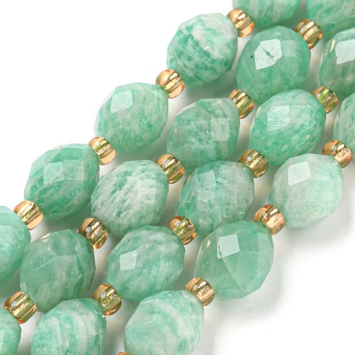AMZ28 Amazonit kamień naturalny koraliki beczułka 7x8mm fasetowana sznur 19szt